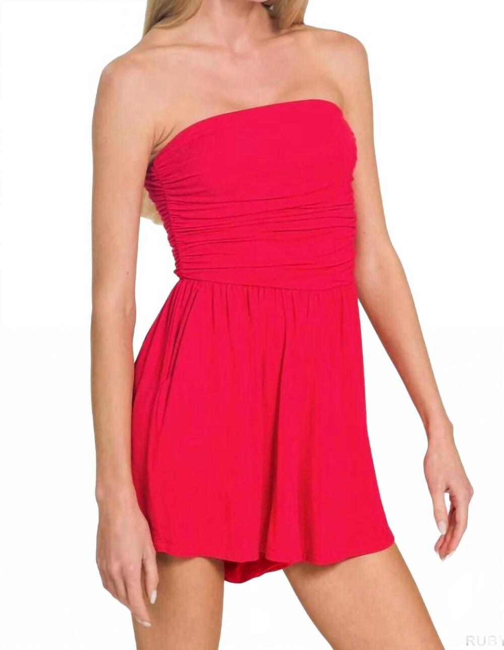 NEW ZENANA hot to trot romper in ruby